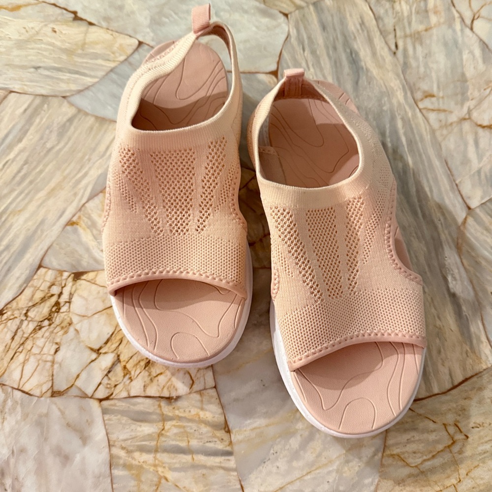 Pink Mesh Knit Athletic Slingback Platform Sandals Open Toe Walking Shoes‎